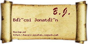 Bécsi Jonatán névjegykártya